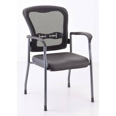 Officesource CoolMesh Collection Mesh Back Guest Chair with Arms and Titanium Gray Frame OSSN6911PBK